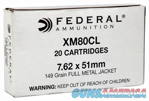 Federal XM80CL 7.62x51mm 149gr FMJ