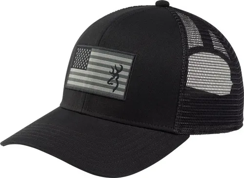 Browning BG CAP GLORY MESH SNAPBACK AMERICAN FLAG PATCH BLACK OSFM