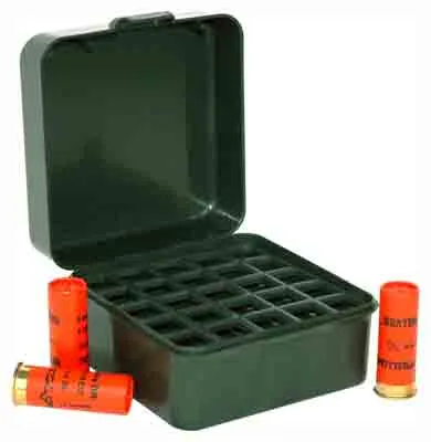 MTM MTM AMMO BOX SHOTSHELL TO 3" 12,16,& 20GA. 25-ROUNDS F GRN