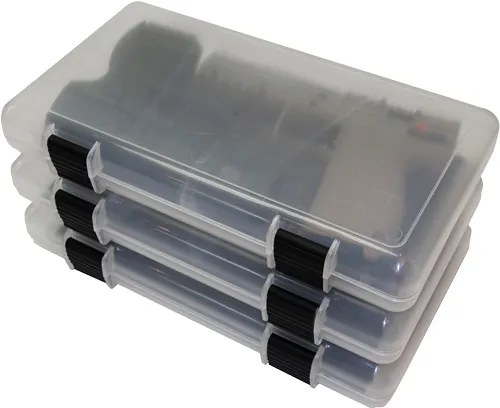 MTM MTM IN-SAFE HANDGUN STORAGE CASE 12" CLEAR SMOKE 3-PACK