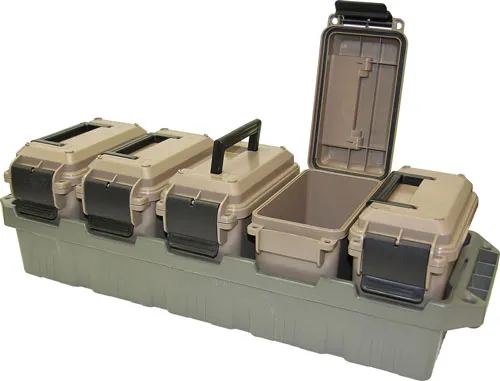 MTM MTM 5-CAN AMMO CRATE MINI W/5 AC15 MINI AMMO CANS GRN/DK ERT