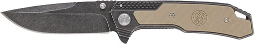 Smith & Wesson S&W STONEWASH DROP POINT 3.6" BLADE W/ S&W LOGO IN G10 HNDL