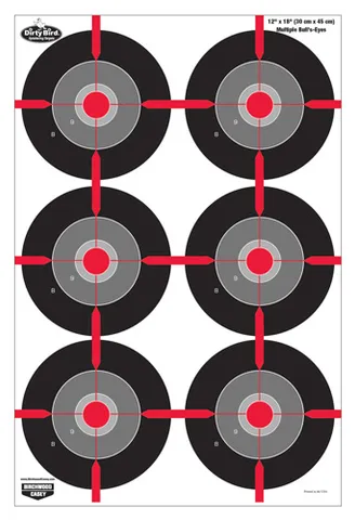 Birchwood Casey B/C TARGET DIRTY BIRD 12"X18" MULTIPLE BULL'S-EYE 8 TARGETS