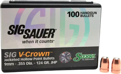 Sierra SIERRA BULLETS 9MM .355 124GR JHP SIG V-CROWN 100CT