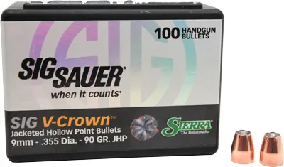 Sierra SIERRA BULLETS 9MM .355 90GR JHP SIG V-CROWN 100CT