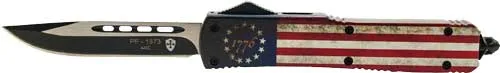 Templar Knife TEMPLAR KNIFE SLIM OTF BETSY ROSS FLAG 3.5" BLACK DROP PNT