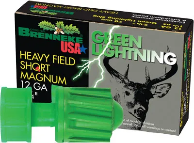 Brenneke BRENNEKE USA 12GA 2-3/4" GREEN LIGHTNING 1-1/4OZ. SLUG 5PK.