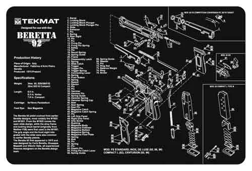 TekMat TEKMAT PISTOL MAT BERETTA 92 BLK