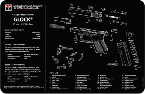 TekMat TEKMAT PISTOL MAT FOR GLK 42/43 BLK