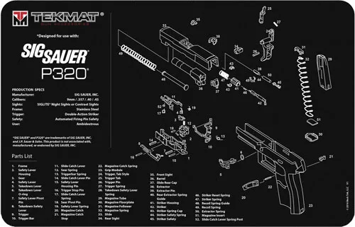 TekMat TEKMAT ARMORERS BENCH MAT 11"X17" SIGARMS P320 BLACK