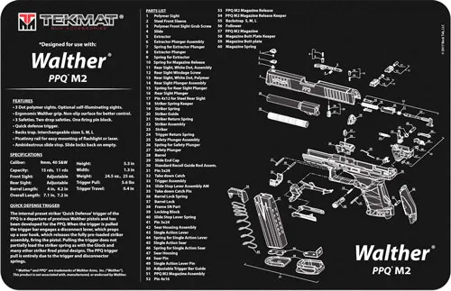 TekMat TEKMAT ARMORERS BENCH MAT 11"x17" WALTHER PPQM2 PISTOL