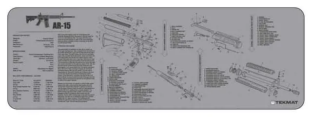 TekMat TEKMAT ARMORERS BENCH MAT 12"X36" AR-15 GREY