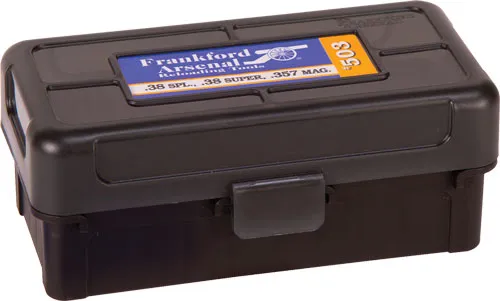 Frankford Arsenal F/A AMMO BOX .38S&W/SPC/.357MG 50 RNDS BLACK/SMOKE HINGE TOP