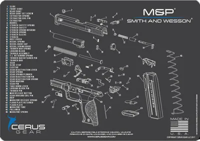 Cerus Gear CERUS GEAR 3MM PROMATS 12"X17" S&W M&P SCHEMATIC CHAR GRAY