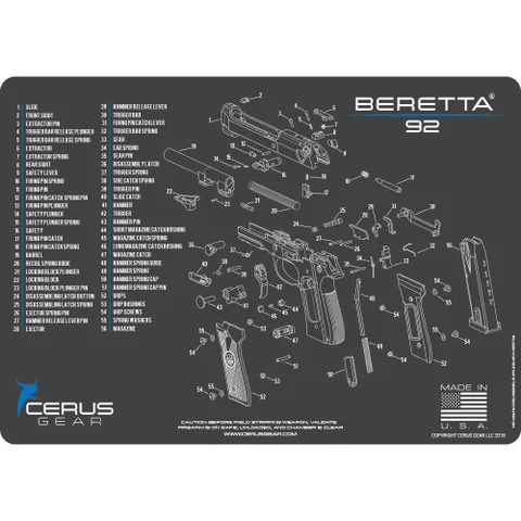 Cerus Gear BERETTA 92 SCHEMATIC CHAR GRAY