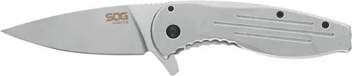 S.O.G SOG KNIFE AEGIS FLK STONE WASHED 3.38" PLAIN EDGE BLADE