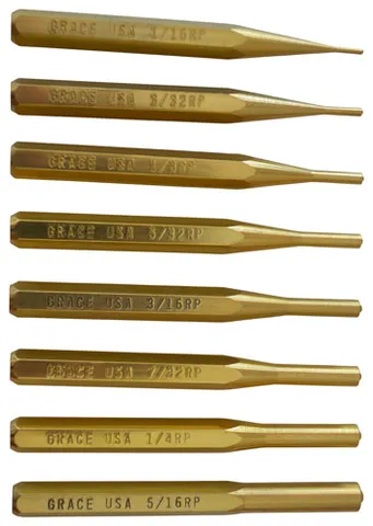 Grace USA GRACE USA PUNCH SET ROLL PIN PUNCH SET OF 8 BRASS