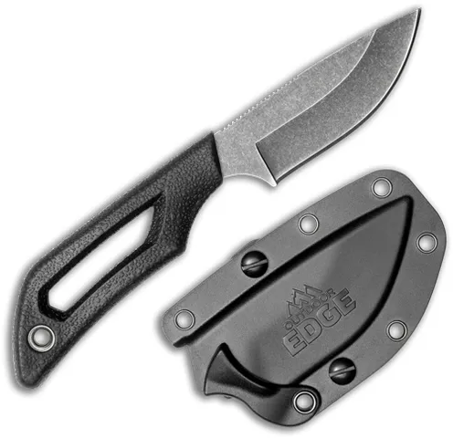 Outdoor Edge OUTDOOR EDGE PIVOT 2.5" FIXED DP PNT BLCK/STNWSH SS W/SHEATH