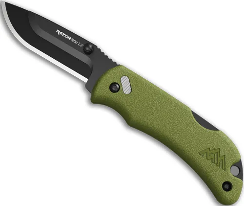 Outdoor Edge OUTDOOR EDGE RAZOR-MINI 2.2" OD GREEN PMS W/2 BLACK DP BLDS