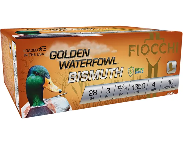 Fiocchi FIOCCHI GOLDEN BISMUTH 28GA. 3" 1350FPS. 15/16OZ. #4 25-PK