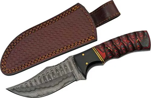 SZCO Rite Edge SZCO RITE EDGE 4" BUFFALO HORN /TWISTED WOOD DAMASCUS W/SHTH