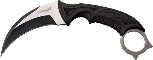 Master Cutlery MC SURVIVOR 4" HAWKBILL BLADE W/SHEATH BLACK/STONEWASH