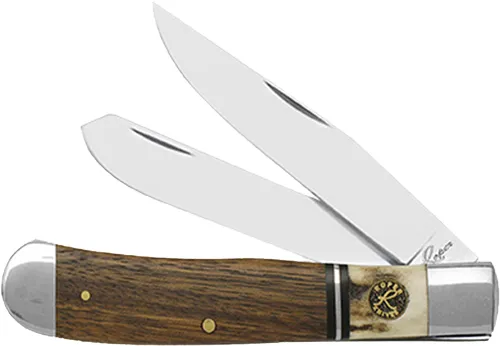 American Buffalo ABKT ROPER LAREDO STAG TRAPPER 3.25" WOOD/BONE HANDLE