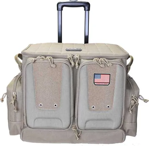 G*Outdoors GPS TACTICAL ROLLING RANGE BAG HOLDS 10 HANDGUNS TAN