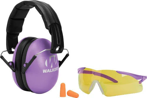 Walkers Game Ear WALKERS MUFF SHOOTING PASSIVE YOUTH GLASSES/PLUGS 27dB PURP