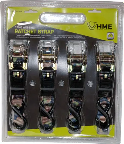 HME Camouflage Ratchet Tie Down - 4 Pack RS-4PK