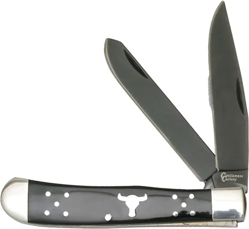 American Buffalo ABKT CATTLEMANS CUTLERY BLACK ANGUS TRAPPER 2-BLADE FOLDER